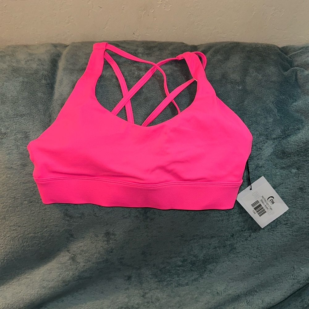 Zyia active medium hot pink light n tight strappy bra New